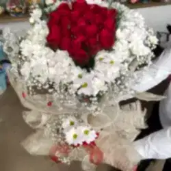 XXL Papatya ve Gül Buketi - Hasır Paket