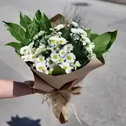 Kraft Kağıtta Papatya Buketi